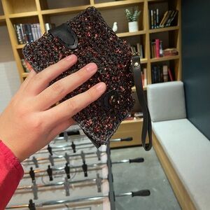 Woven Wristlet Clutch - Black and Copper